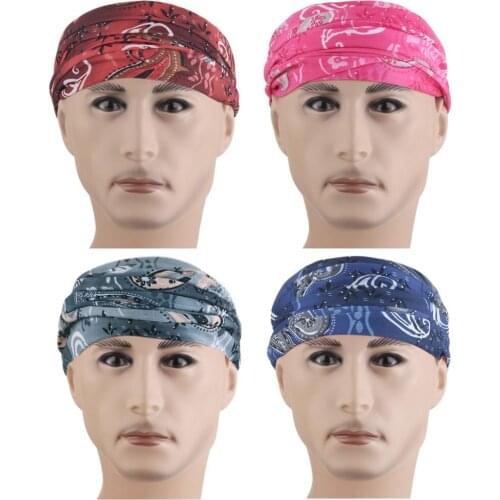 4pcs Women Men Leaf Pattern Print Headwear Anti-UV Breathable Neck Tube Scarf Bandana Balaclava Outdoor Hair Accessories