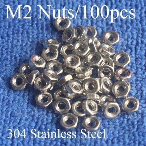 100pcs Metric Thread m2 Stainless Steel Hex Hexagon Nut Bolt m2 304 Stainless Steel Hex Nuts against rusting No rust durable