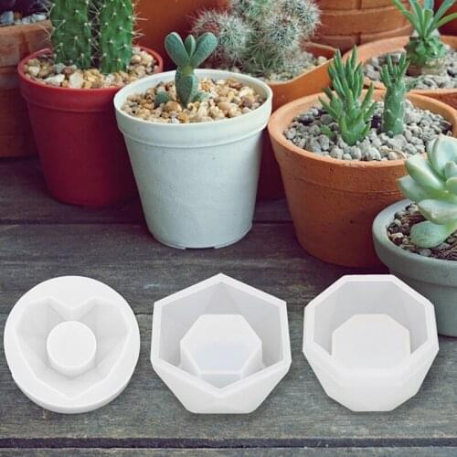 Silicone Plant Pot Molds Form Arts Craft Polygonal Casting Moulds DIY Succulent Flowerpot Clay Mold 3 Styles Concrete Mould