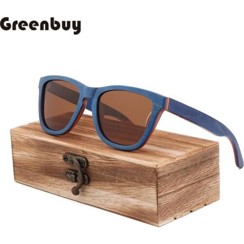 New Bamboo and Wood Sunglasses Fashion Men and Women Skateboards Blue Polarized TAC Lens UV400 Travel Anti-ultraviolet Sunglasse