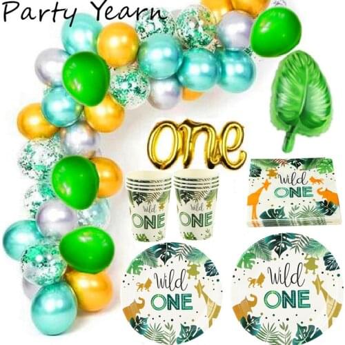Wild One Birthday Party Decorations Kids Jungle Safari Animal Birthday Decoration First 1st Birthday Safari Jungle Party Decor