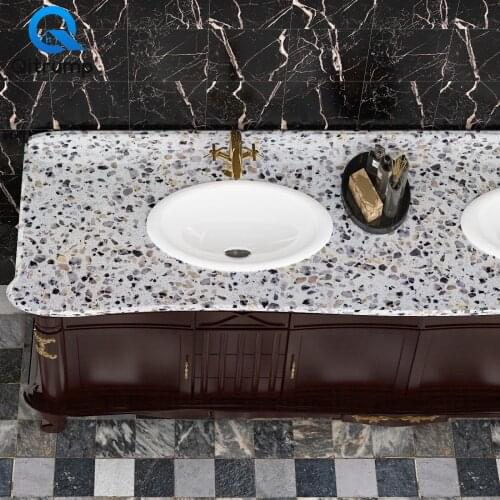 Vinyl Waterproof Marble Washbasin Wallpapers Film Oil-proof Self Adhesive Granite Stickers for Kitchen Cabinet Bathroom Stickers