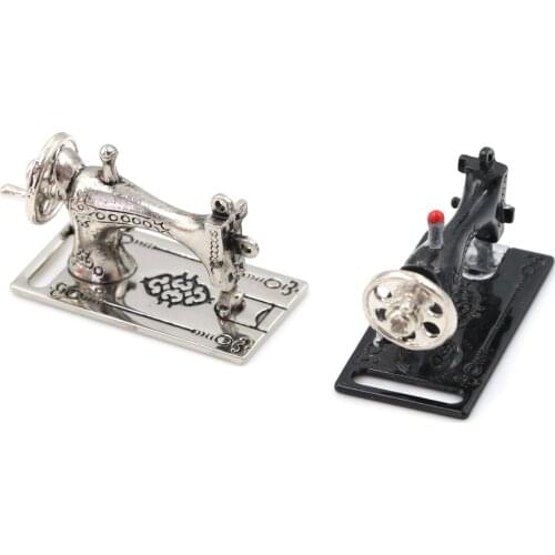 Vintage Miniature Sewing Machine Furniture Toys Gifts Miniatura Toy For 1/12 Doll House Decor Retro Children Toys Accessories