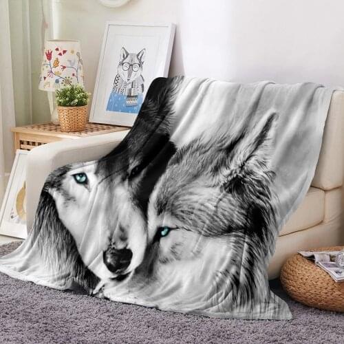 Wolf Spring Winter Blanket Gift for Girl Boys Teens 3D Print Animals Blankets Soft Flannel Blankets Sofa Bed Decor Bedding