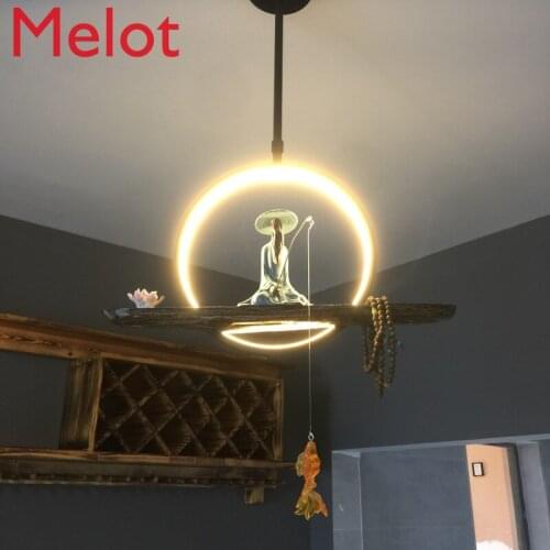 High-End New Chinese Zen Small Droplight Dining Room and Study Room Bar Creative Personality Art Chinese Style LED Lamp