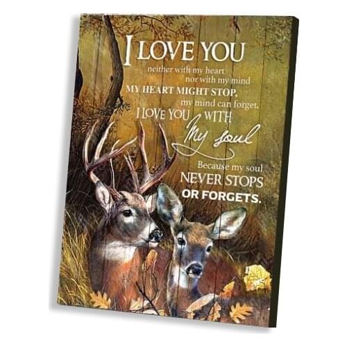 I Love You With My Soul Inspiration Motivation Room Posters Rustic Animal Deer Canvas Painting Landscape Prints Pictures Home