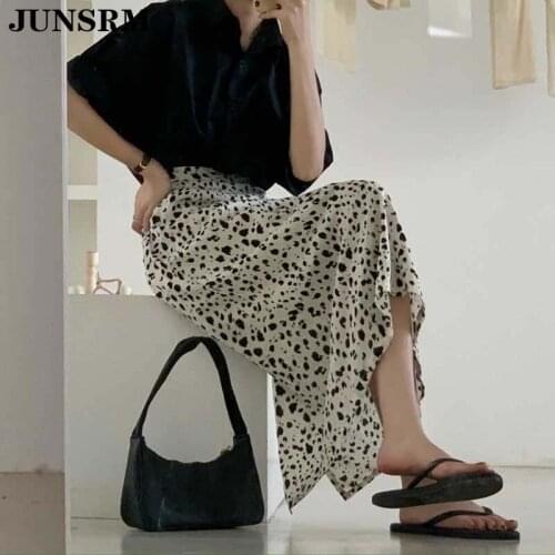 High Waist Vintage Leopard Print Skirts Women Harajuku Sexy Slim Casual Slit Skirt Woman 2020 Summer Elastic Waist Midi Skirts