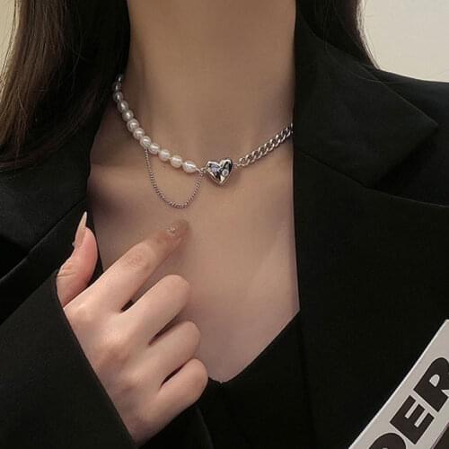 2021 New Fashion Baroque Pearl Chain Necklace Women Collar Wedding Punk Toggle Clasp Circle Lariat Bead Choker Necklaces Jewelry