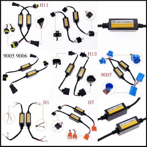1 Pair H1 H4 H7 H11 9006 9007 Harness Adapter Car Headlight Canbus Decoders Warning Resistor Canceller Anti Flicker Error Free