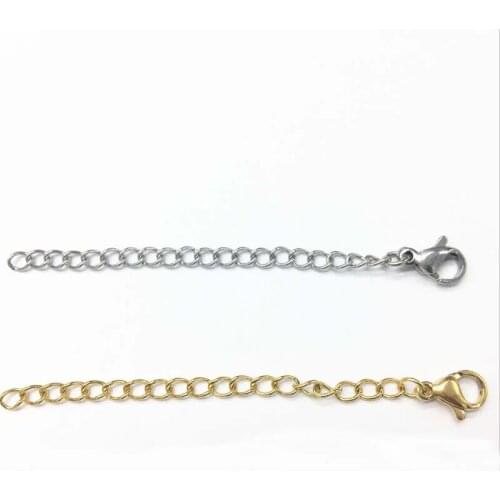10pcs/lot Hot selling 2inch Stainless Steel Silver/gold Extend Chain With 10mm lobster Clasp for necklace bracelet 2017