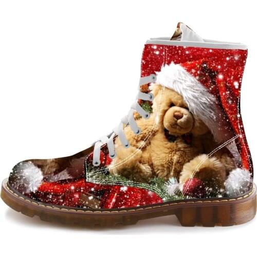 2019 New Style Womens Fashion Boots Mid-Calf Booties for Waman Unique Christmas Trees Dolls Santa Claus Print High Top Boots
