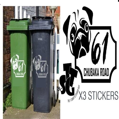 3 X White Wheelie Bin House Number Stickers Customized Personality Stickers 15cmx18cm