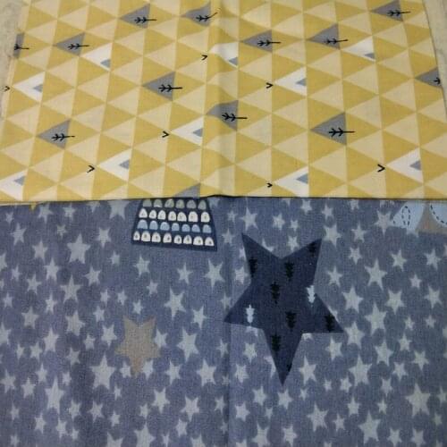 50x40cm Star Animals & Yellow Geometric Shapes Cotton Fabric Bundle For DIY Sewing Doll Cloth