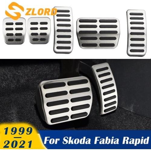 Zlord Car Pedal for Skoda Fabia Rapid 1999 - 2018 Roomster Typ 5J 2006 - 2018 Octavia 1U 1996-2010 Pad Pedals Cover Accessories