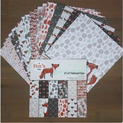 DIY Fox Pattern Scrapbooking Paper Packs 24 Sheets 6'' Decorative Craft Wrapping Paper Printed Background Handmade Pads Making
