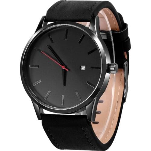 2020 Minimalist Watch Men Casual Sports Watches Big Dial Leather Band Auto Date Quartz Watches No Brand Cheap Price Reloj Hombre