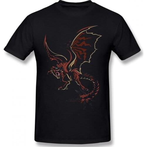 Rathalos Black TShirt Monster Hunter Felyne Palico Game Homme T-Shirt Tees Pure Cotton Oversized Short Sleeve