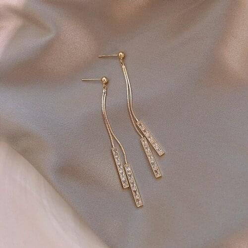 Long tassel Zircon Earrings Korean fashion new earrings net red personalized simple Earrings