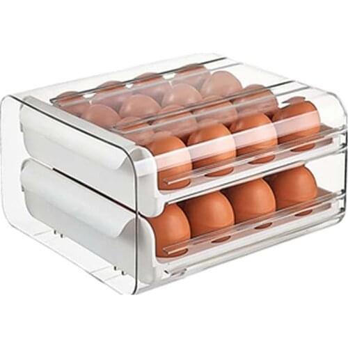 32 Grid Egg Storage Double-Layer Drawer Type Egg Box for Fridge Egg Container Shelf Saving Kitchen Egg Storage Box