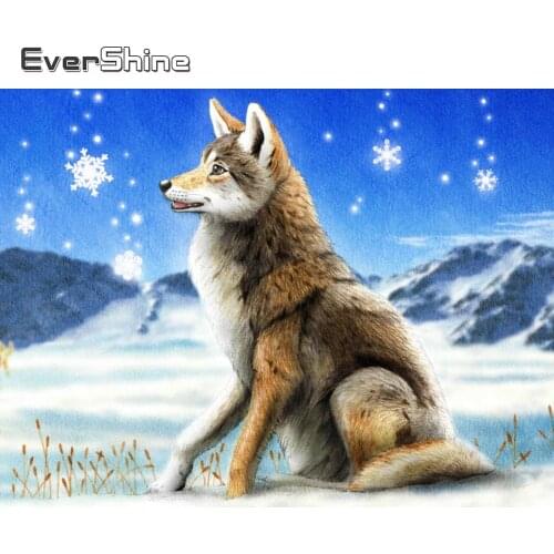 Evershine DIY 5D Diamond Embroidery Wolf Handicraft Diamond Painting Animals Mosaic Sale Cross Stitch Winter Handmade Hobby