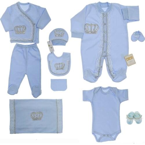 Baby Clothing Set Newborn Cotton Basic Essentials Lacy King Crowned 10 Piece Layette Wellcome Home Gift 0-3 Months 56 cm Lenght