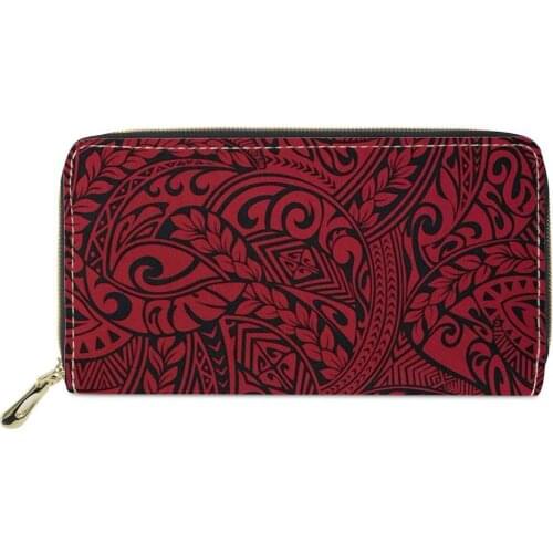Wallets Women Polynesian tribal style Print custom Long Phone Card Purse Female Fashion Cluth Cash Holder Coin Pocket for Girls