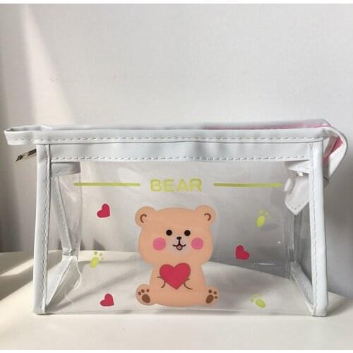Cartoon PVC Cosmetic Bag Transparent Travel Makeup Case Waterproof Wash Toiletry Make Up Organizer Girls Portable Storage Pouch