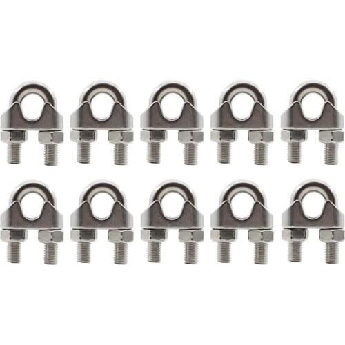 M12 Wire Cable Clamps, 10 PCS Stainless Steel Wire Rope Cable Clip Clamps U Bolt Saddle Fastener, U-Bolts,Clothesline Tightener