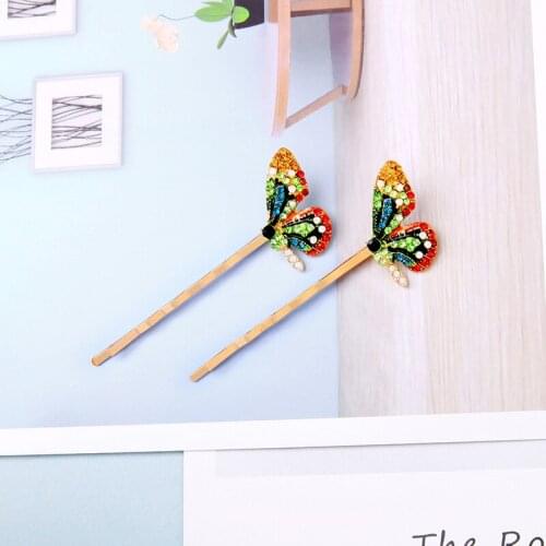 Cute Women Hairwear 6 Color Shiny Crystal Butterfly Barrettes Hairwear For Women Fashion Jewelry Gift Accessories