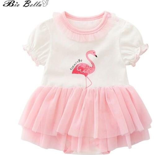 Cute Animal Girls Bodysuit Summer Lovely Cotton Girl Clothing Newborn Infant Toddler Jumpsuit Birthday Tutu Ruffles Outfits