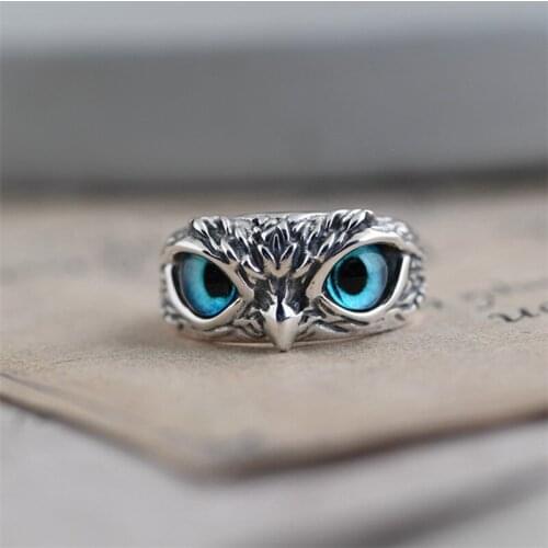 Fashion Charm Vintage Cute Men and Women Simple Design Owl Ring Silver Color Engagement Wedding Rings Jewelry Gifts