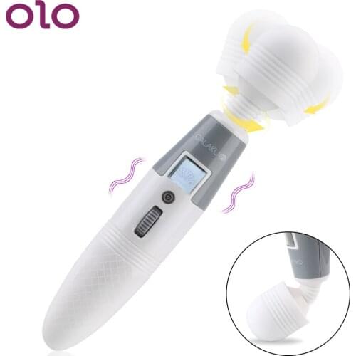 OLO 64 Modes Powerful Magic Wand Vibrator Sex Toys Body Massage Vaginal Massager Clitoris Stimulator Huge Head AV Vibrator