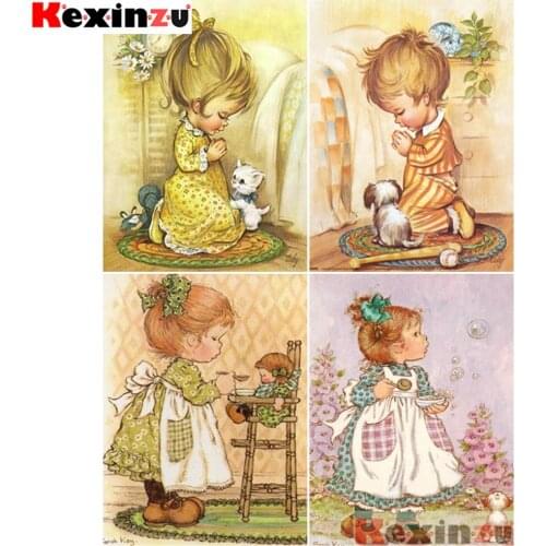 KEXINZU Diamond Painting Kit Portrait Woman 5D DIY Diamond Embroidery Sale Bird Sunset Rhinestones Full Mosaic Wall Art