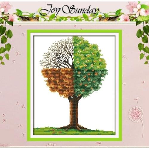 The Four Seasons Tree Counted Cross Stitch 11CT 14CT Cross Stitch Set wholesale Scenery Cross-stitch Kit Embroidery Needlework