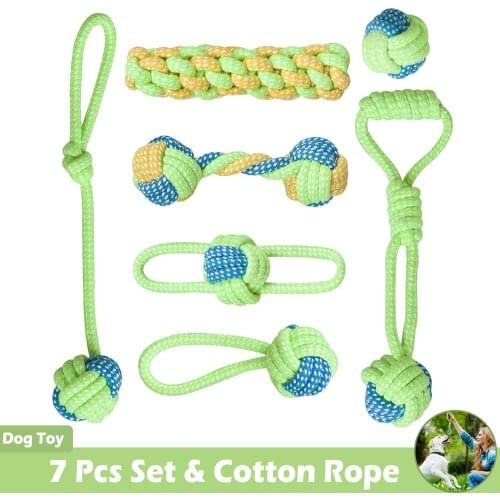 7pcs Cotton Pet Dog Toys Set Rope Toys for Small Medium Dogs Ball Toy Toothbrush Interactive Dog Toy Products for Dogs Chew Toys