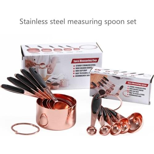 Baking Tools Rose Gold Stainless Steel Measuring Spoon Set of 10 DIY Cake Measuring Spoon Set