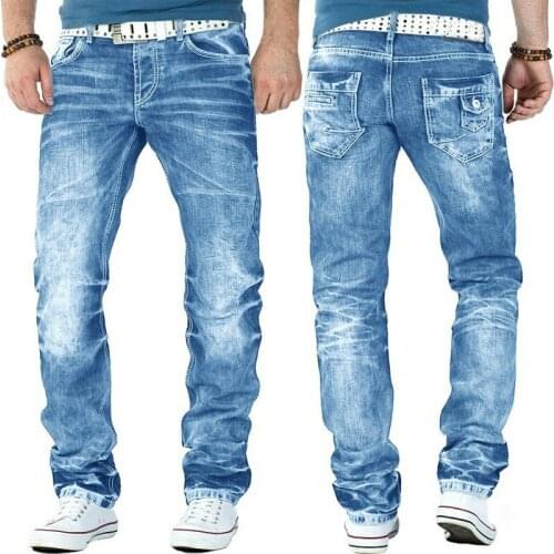 Fall Denim Casual Open-line Pants Straight Leg Mens Hip-hop Jeans Midrise Jeans Straight Pants Mens Fashion Solid Color Jeans