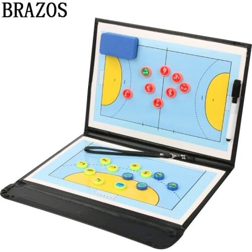 Portable Handball Tactical Board Basketball Board Tactic Foldable PU Handball Basketball Game Board Training Magnet Clipboard