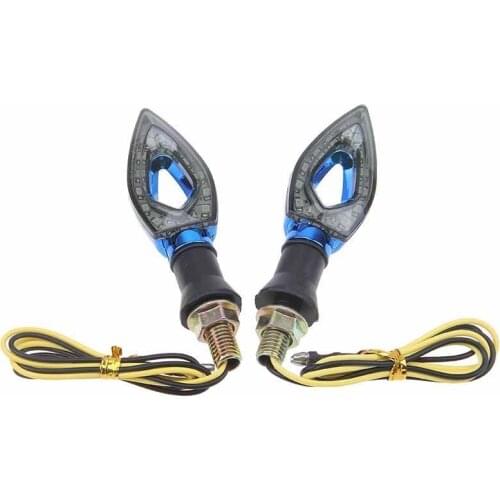Pair Blue LED Turn Signals Light Indicator 10mm Motorcycle for Dirt bike Dual Sport Honda Yamaha Suzuki Kawasaki Scooter