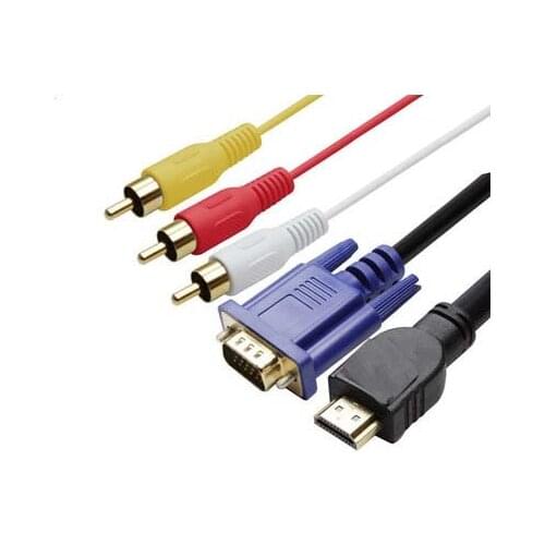 Gold planted HDMI-compatible HDTV TO VGA+3 RCA CONVERTER ADAPTER CABLE 1080P AV new