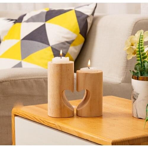 HHT Christmas Party Candlelight Dinner Wooden Candle Holder Romantic Valentines Day Dining Table Ornaments Home Decorations