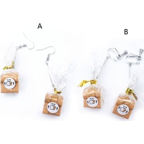 Handmade Simulation Food French Bread Toast Dangle Drop Earrings Cute Unique Toast Bread Earrings Women Fashion Jewelry