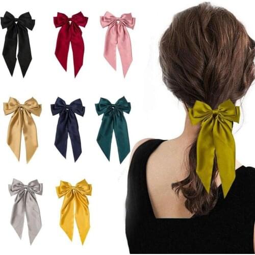 Bow Satin Hair Ribbon Hairpin Vintage Butterflies Hairclip Silk Bowknot Women Hair Accessories Fashion Bow Hair Ribbon Hairpin
