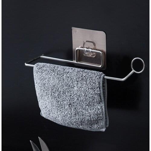 Self-adhesive Towel Holder Rack Kitchen Under Cabinet Towel Cup Paper Hanger Rack Organizer Bathroom Towel Bar Shelf Roll Holder