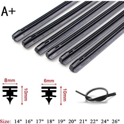 2PCS Windshield Windscreen 8MM 6MM 14"16"17"18"19"20"21"22"24"26"28" Car Wiper Blade Replacement Insert Refill Rubber Strip