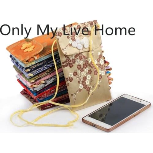 Fine Chinese knot Silk Pouch Bag for Glasses Cover Jewelry Phone Neck Pouch Small Craft Fabric Gift Bag 10pcs/lot