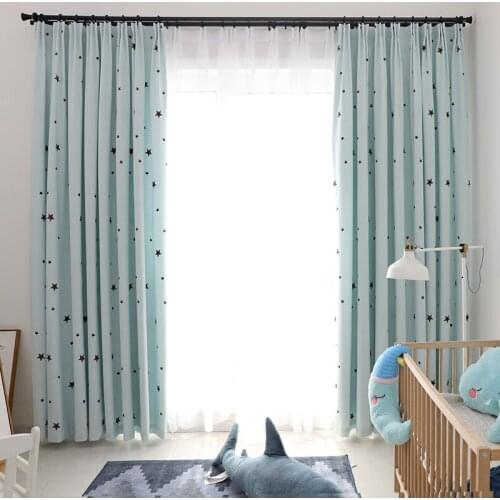 Chicity Embroidered Cartoon Star Curtains For Kids Bedroom Blue Decor Curtain for Living room and kitchen Window Customized