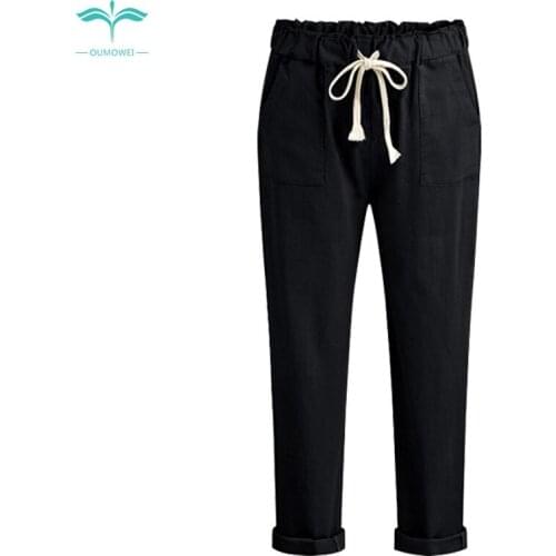OUMOWEI Womens Trousers New Womens Harem Pants Breathable Thin Section Casual Pencil Pants Simple Trousers Womens M-6XL Size