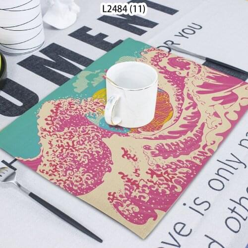 1 Piece Of Sunset Pattern Tsunami Printed Napkin Cloth Home Decoration Table Mat Cloth Tea Towel Coaster 42*32 Servilletas Tela