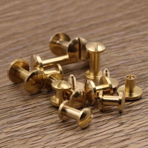 10pcs 10x4xL Dome Round Cap Solid Brass Binding Chicago Screws Nail Stud Rivets For Photo Album Leather Craft Studs Belt Wallet
